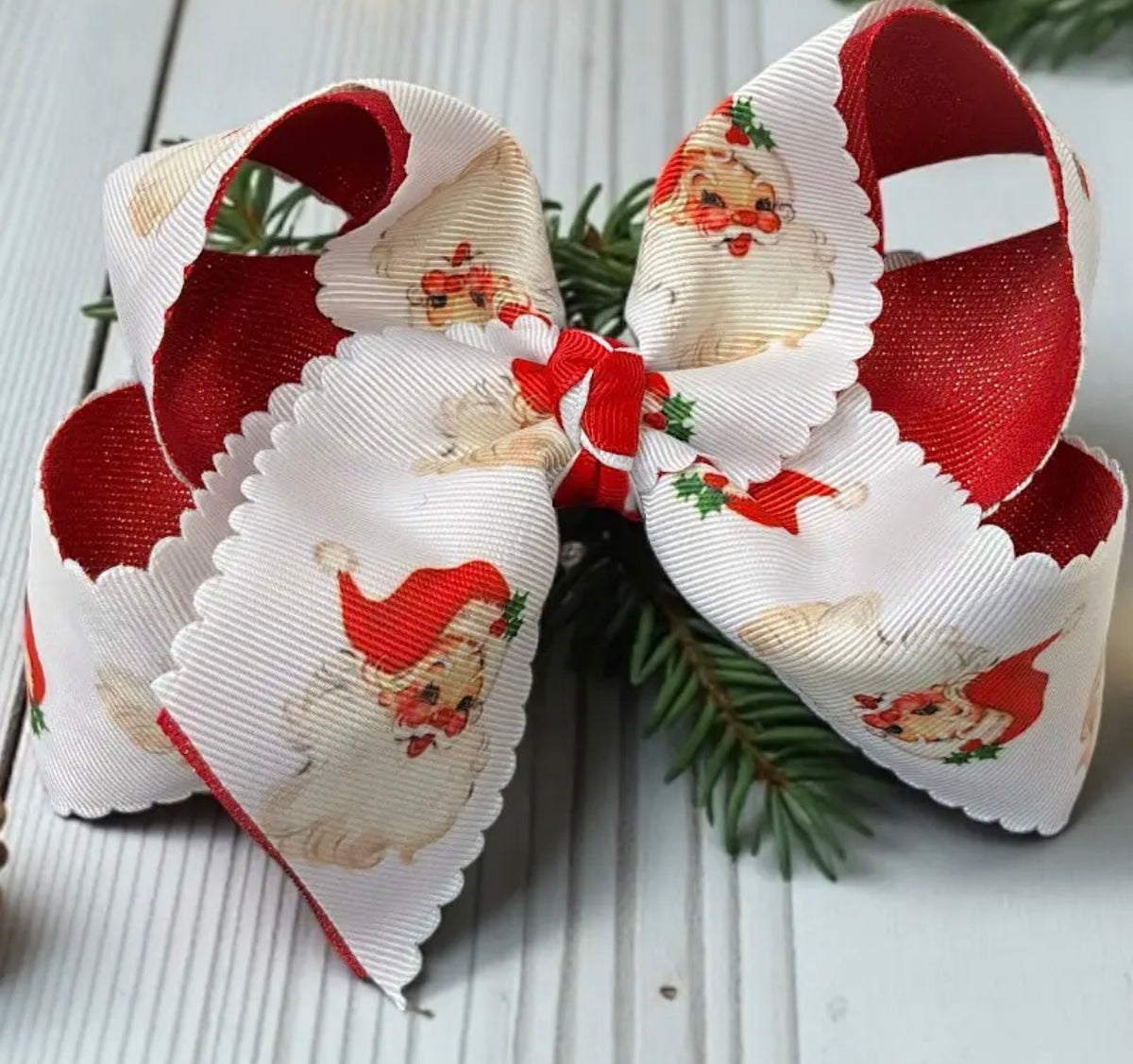 6” Santa Printed & Glittery Ribbon