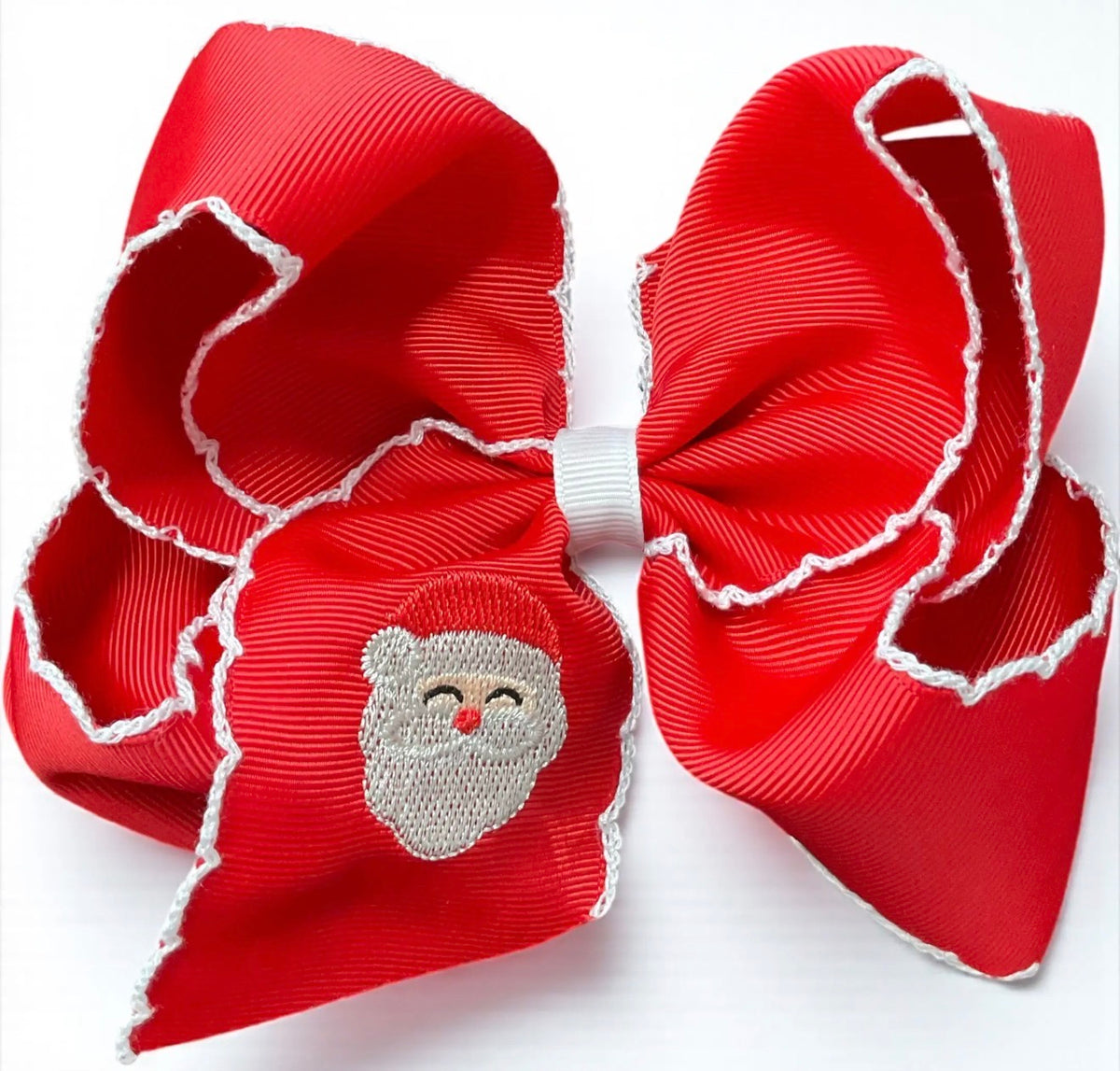 5” Santa Embroidered Moon Stitch Bow