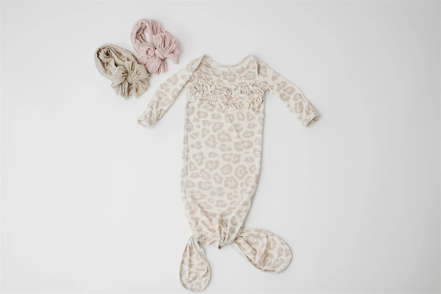 Natural Leopard- Ruffle Knot Gown