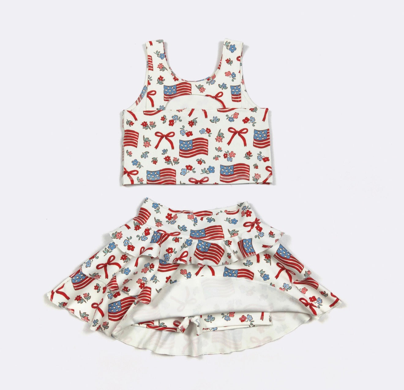 Red White & Blue Ruffles Girls Skort Set