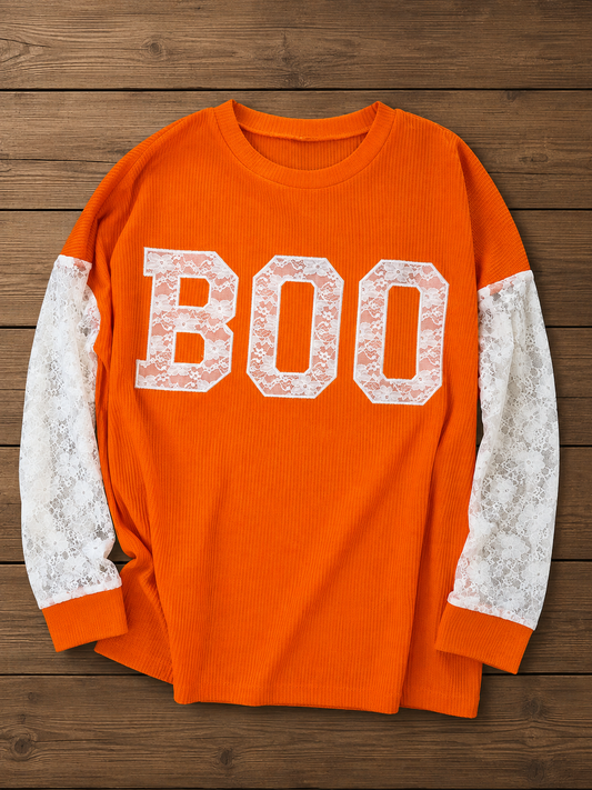 Boo Lace Long Sleeve Top