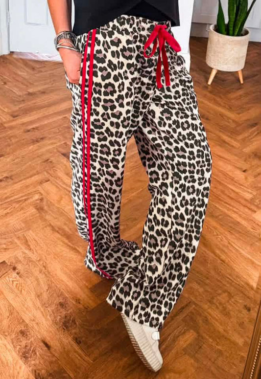 Cheetah Lounge Pant with Red Stripes