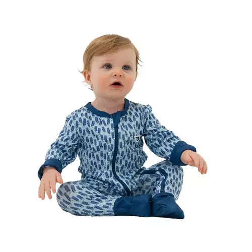 Baby BURLEBO Full Zip Convertible Pajamas- Bluebonnets