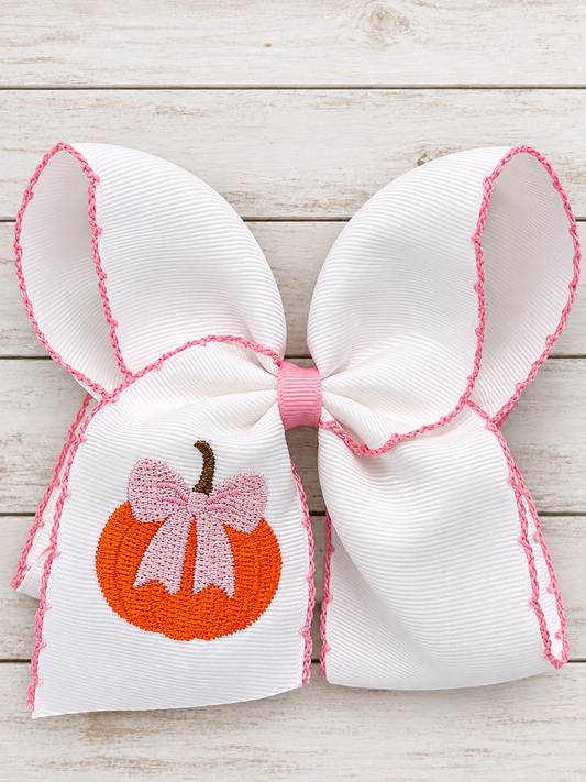 5” Pumpkin w/ Pink Bow MoonStich