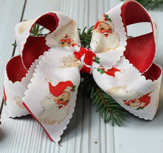 6” Santa Printed & Glittery Ribbon