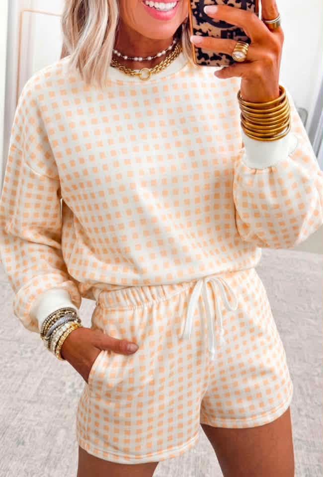 Orange Gingham Set