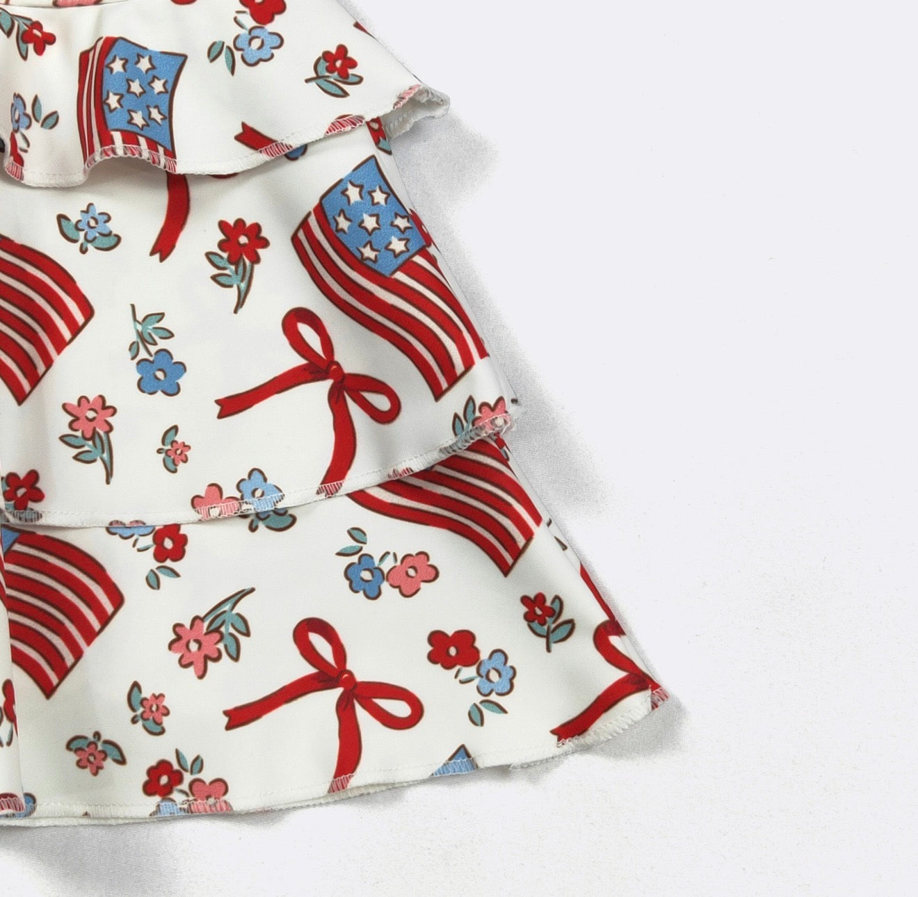 Red White & Blue Ruffles Girls Skort Set