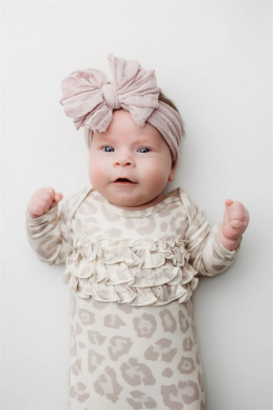 Natural Leopard- Ruffle Knot Gown